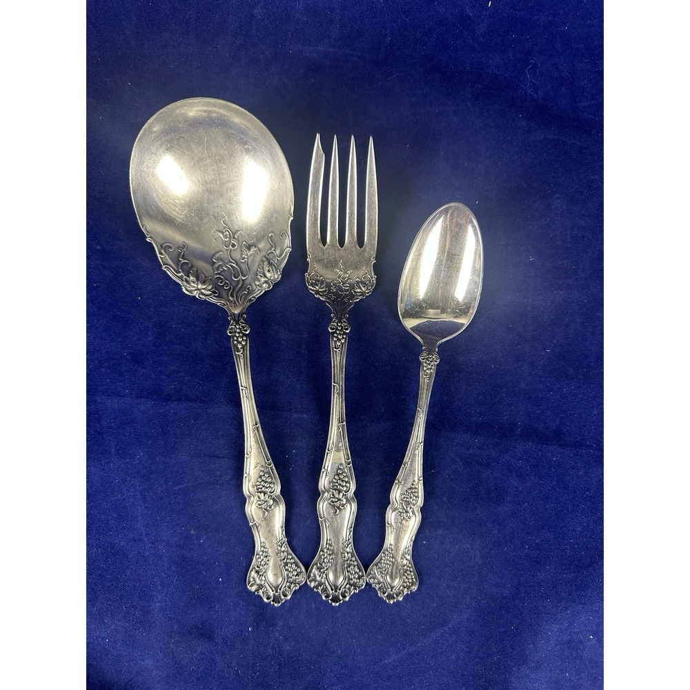 1847 Rogers/International VINTAGE Grape Silverplate Serving Spoon Fork & Spoon